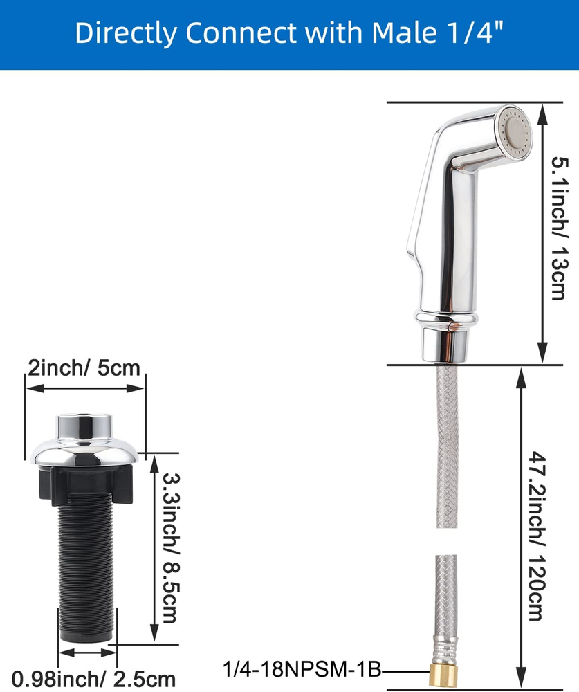 Kitchen Sink Side Sprayer with Quick Side Connector Moen Faucet Head Replacement