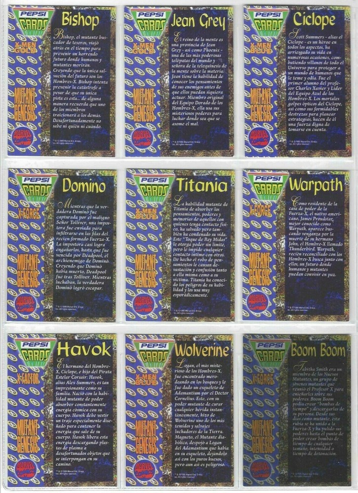 1995 Marvel Pepsicards Binder + Full Set Basic + Specials + Holograms Reprint #1