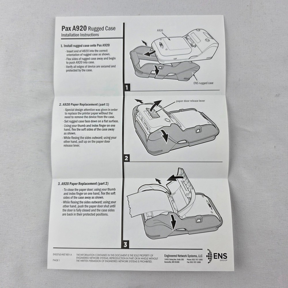 Engineered Network Systems ENS PAX A920 Rugged Mobile Payment Case 367-5763-A