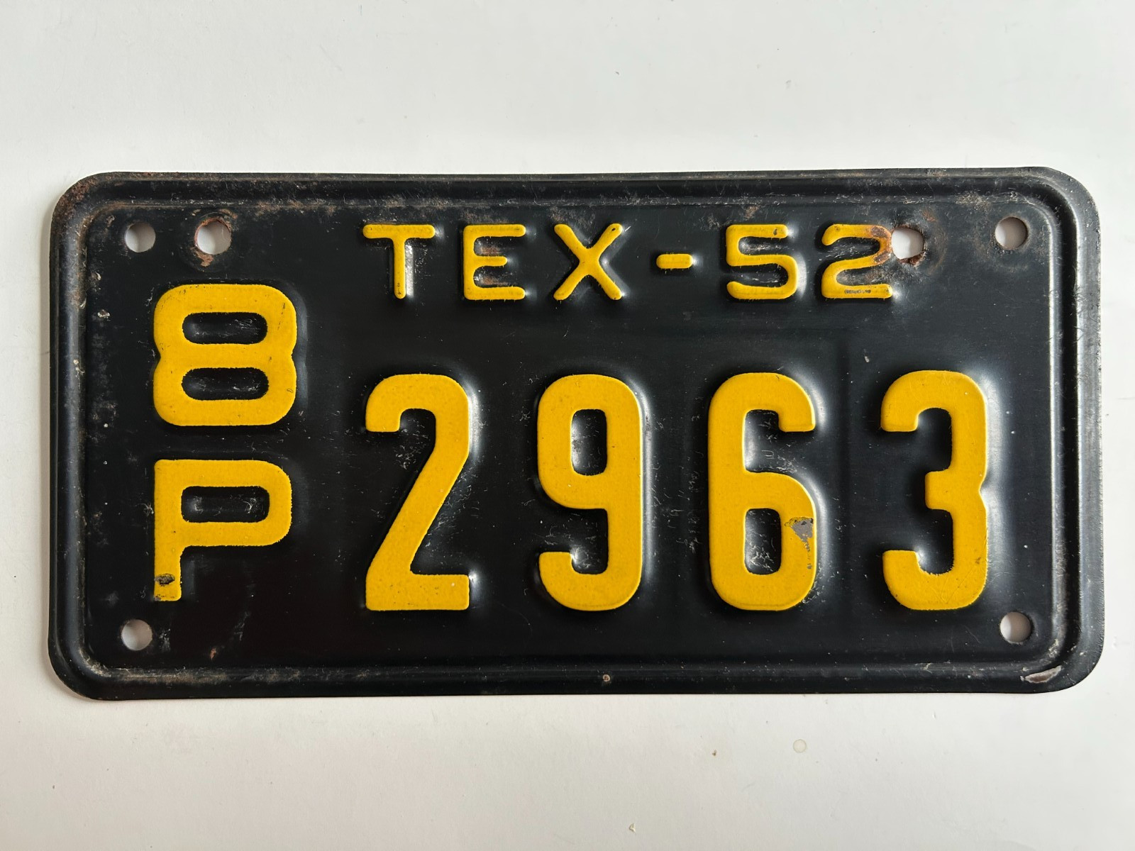 1952 Texas Motorcycle License Plate All Original Paint Nice Harley Indian BMW
