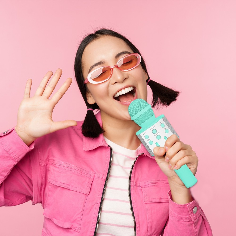 Laser Karaoke Microphone Aquatic Awe Bluetooth Wireless Singing Mic