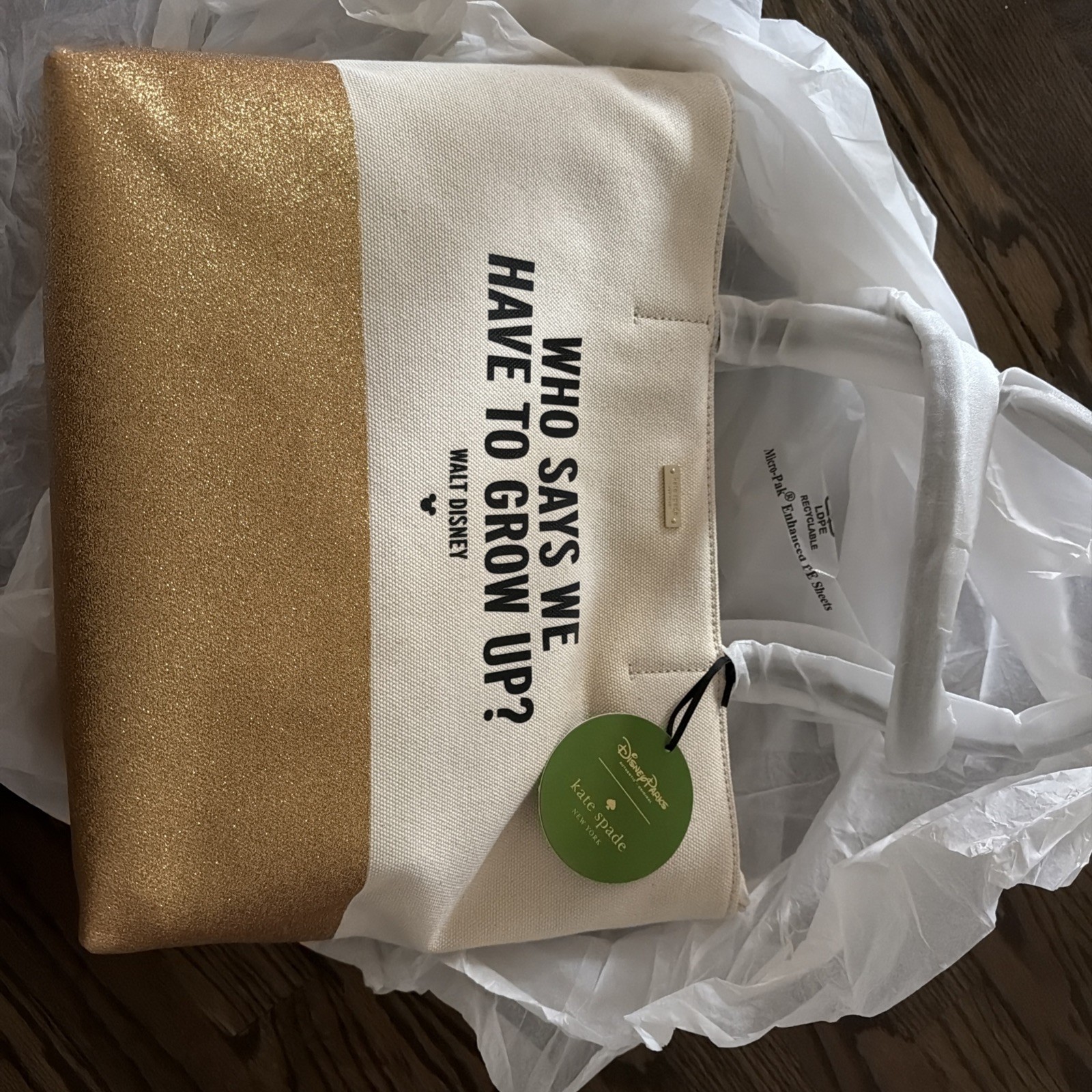 Kate Spade Disney “Who Says We Have To Grow Up?” Tote NWT