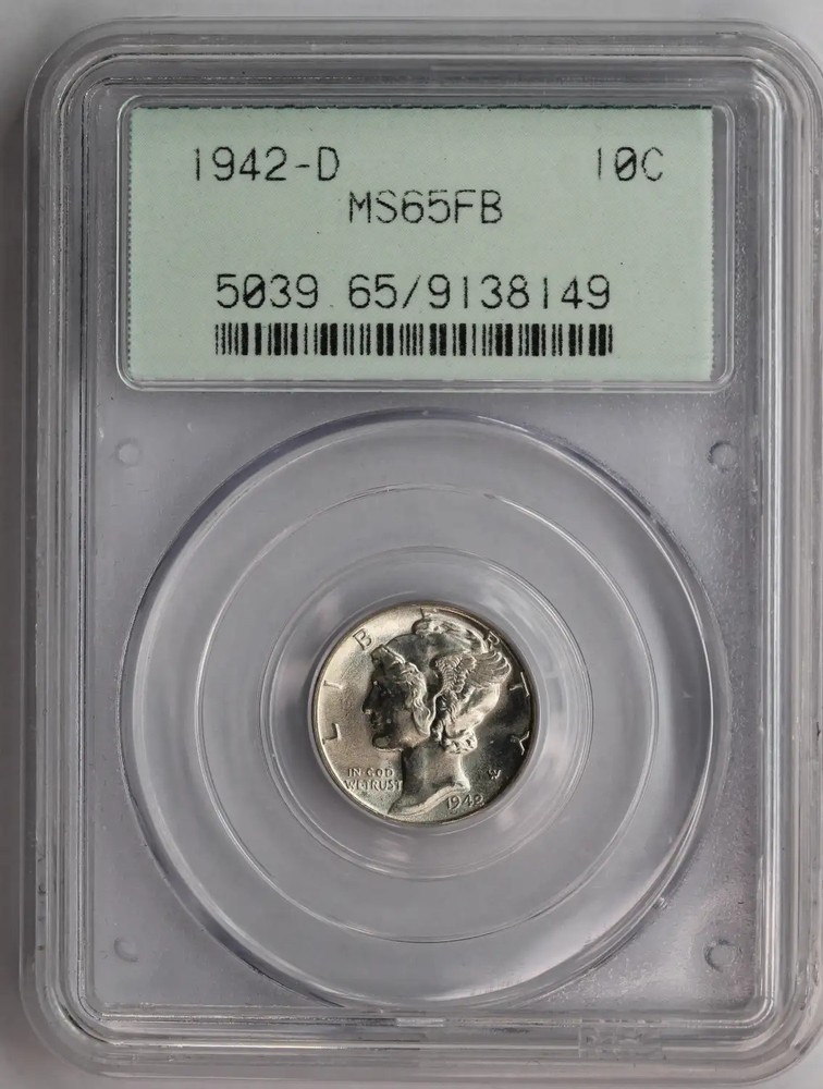1942-D Mercury Dime PCGS MS65FB OGH