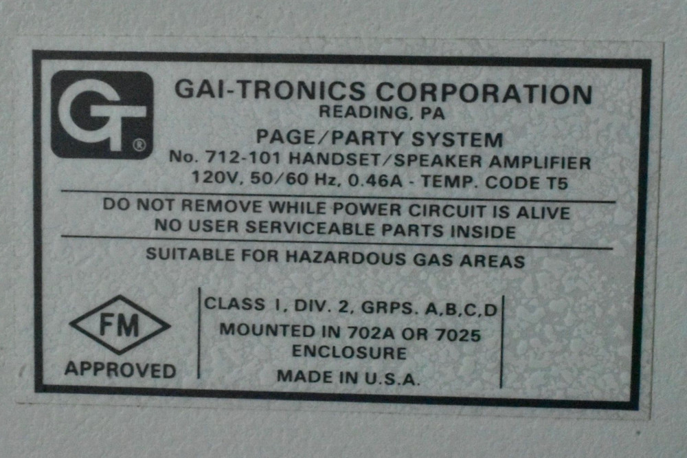 GAI-Tronics 712-101 Remote Handset / Speaker Amplifier NOS