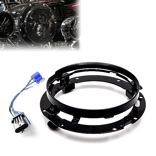 7 Inch Round Headlight Ring Mounting Bracket with LED Headlight 7 inch Black