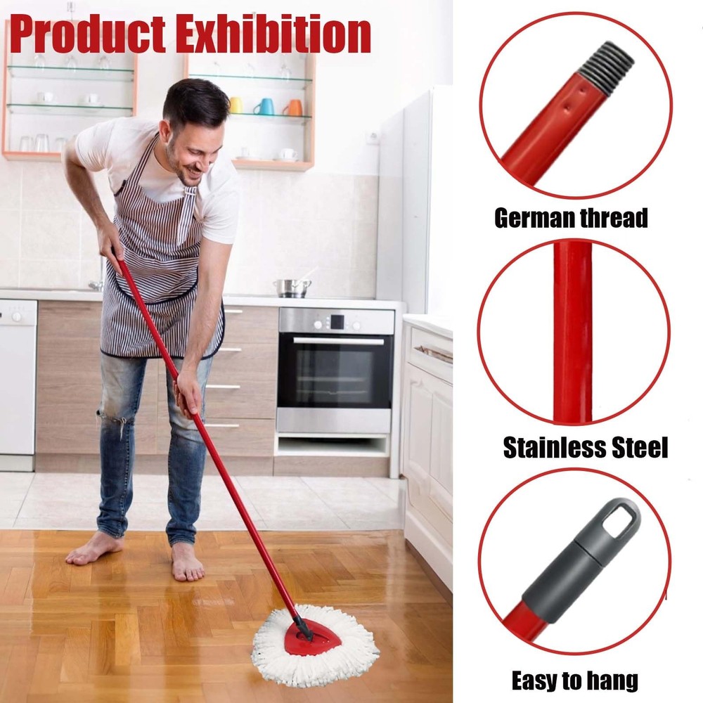 Mop Handle for Ocedar, Spin O Cedar 4-Section Handle, Red