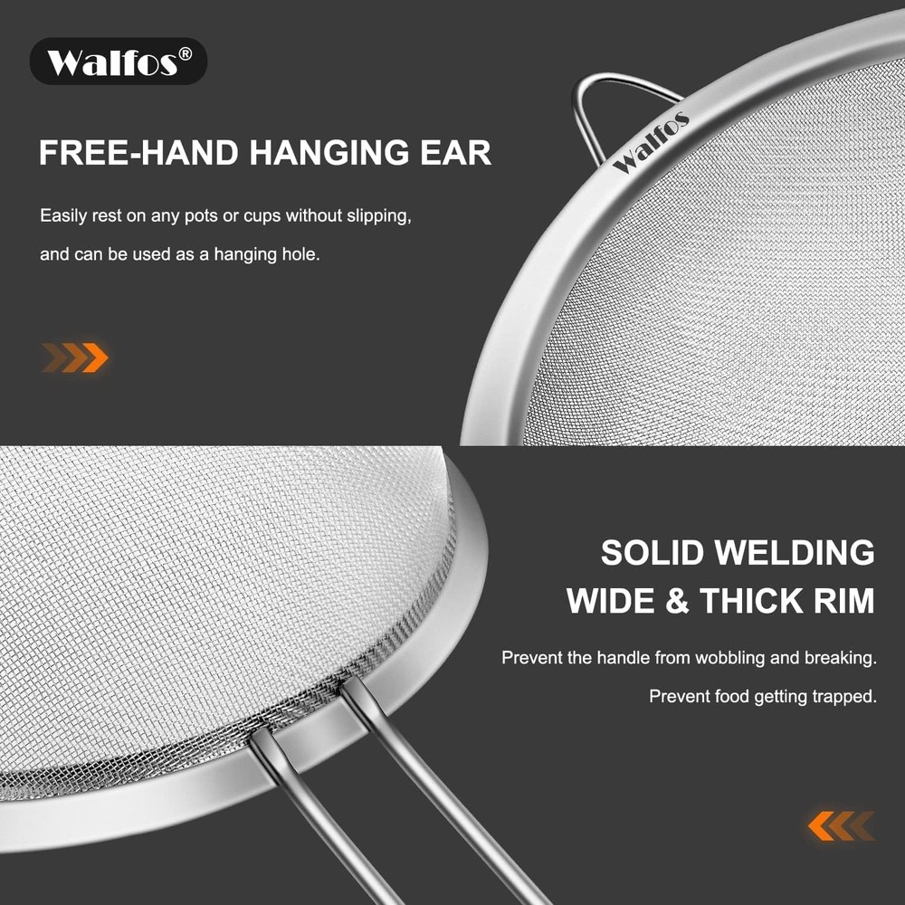 Fine Mesh Strainer 4PCS,Versatile Kitchen Strainer w/ Handle- 7", 5", 3.3", 2.8"