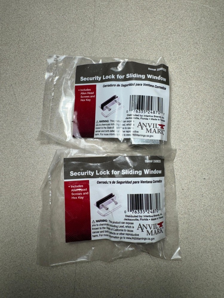 2 Anvil Mark Security Locks for Sliding Windows