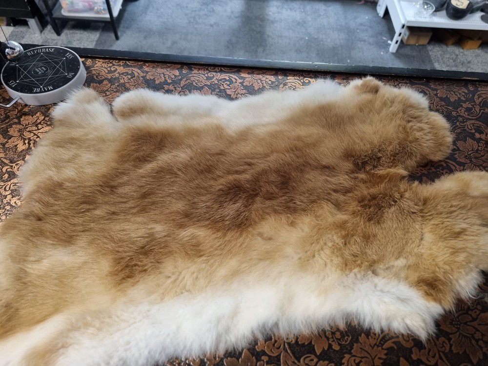 Rabbit Pelt - Tan & White