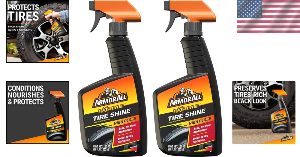 Luxury Tire Shine Spray 2-Pack - One-Step Application for Intense Gloss