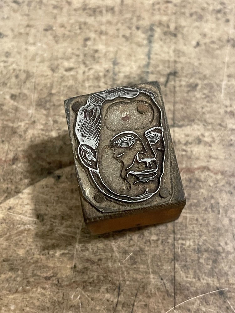 Printing Letterpress Printers Block Man's Head (685)