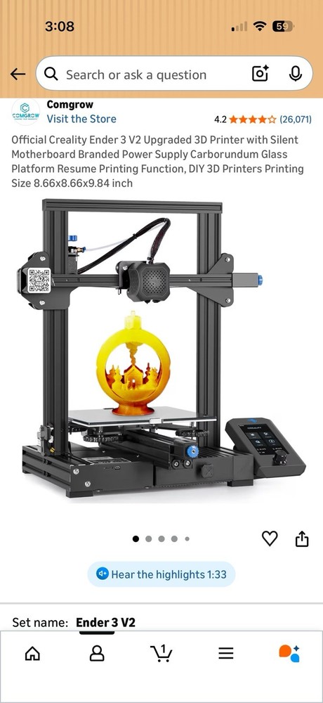Ender 3D Printer Black with Control Box, Cables, High Precision, Easy Setup