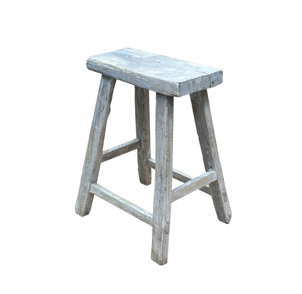 Rustic Raw Rough Wood Grain Rectangle Slim Stool Bench Side Table ws4640