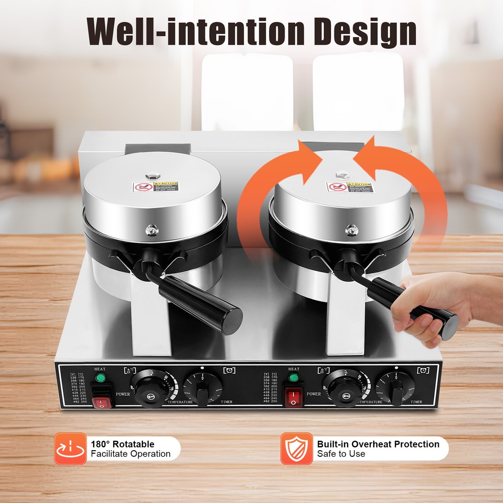 Electric Digital Muffin Baker Waffle Making Machine Double Head Waffle Maker NEW