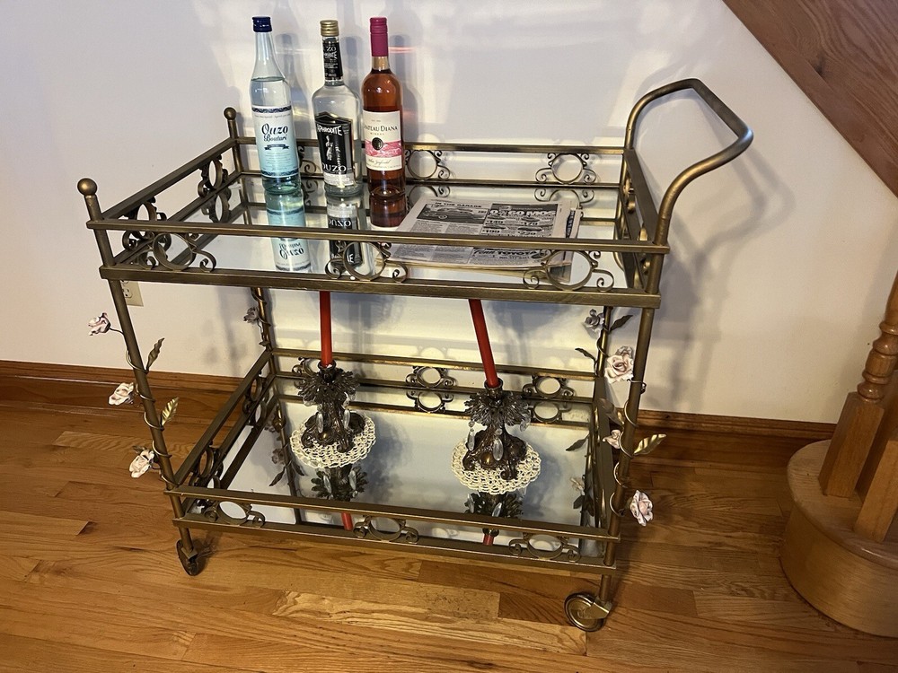 vintage bar cart on wheels