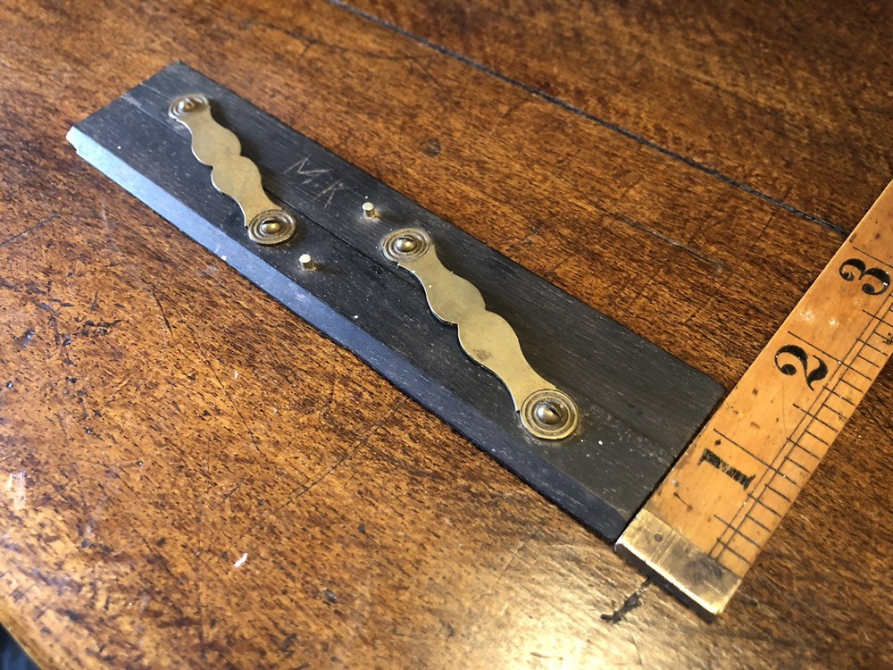 Antique Ebony and Brass Parallel Ruler. M.K