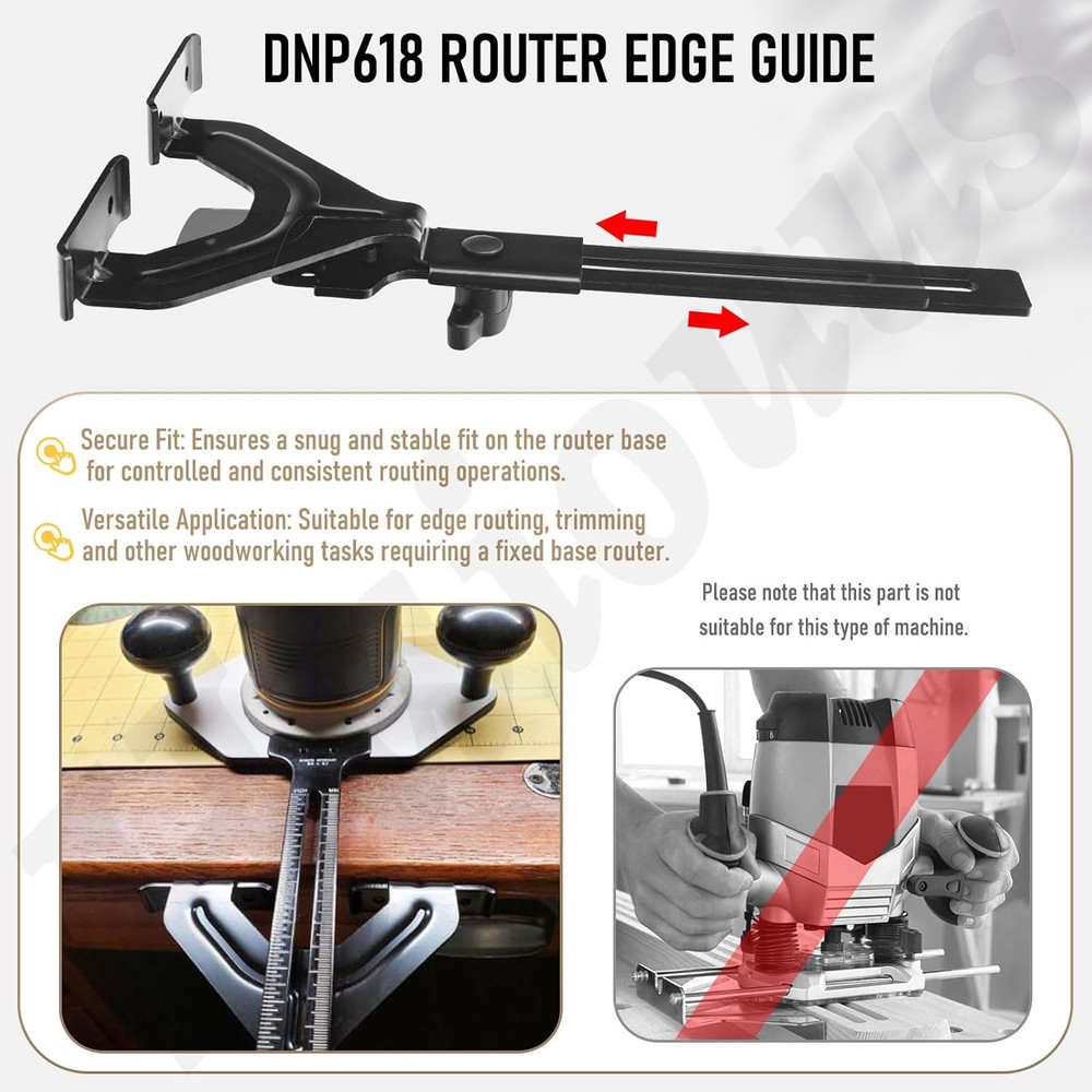 DNP618 Edge Guide for Fixed Base Compact Router, Compatible with DEWALT DWP611 R