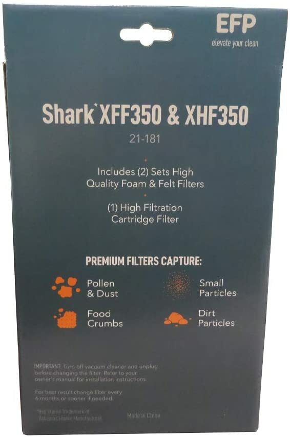 EFP HEPA Filter Kit for Shark Navigator Lift-Away NV350 Series - XFF350, XHF350