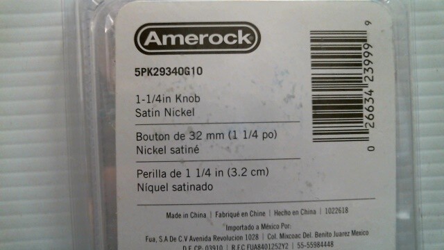 Amerock 5 Pack Satin Nickel Cabinet Knobs (23999) FS