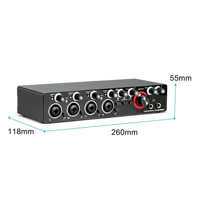 Four Channels Interface Sound Card for Studio Recording Mixer