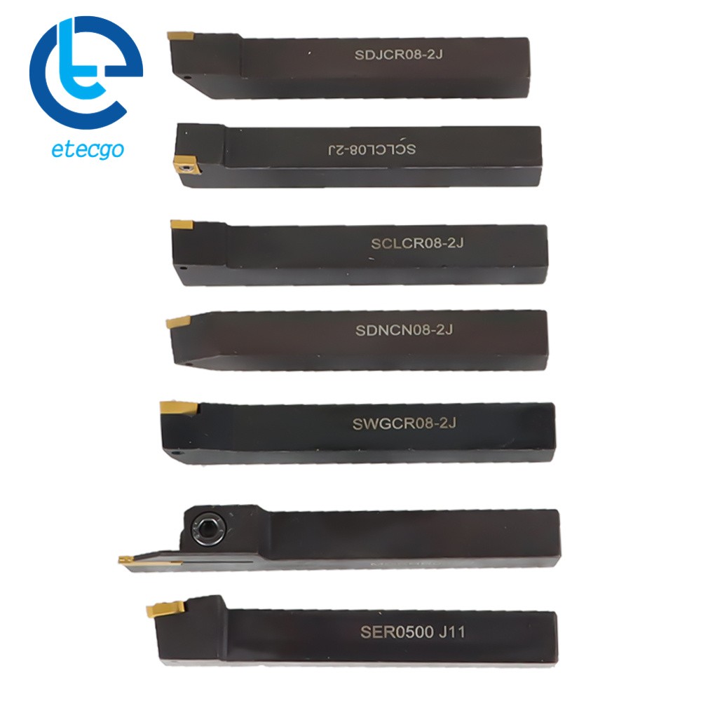 1/2" Lathe Turning Tools+Indexable Carbide Inserts With Storage Box 7Pcs