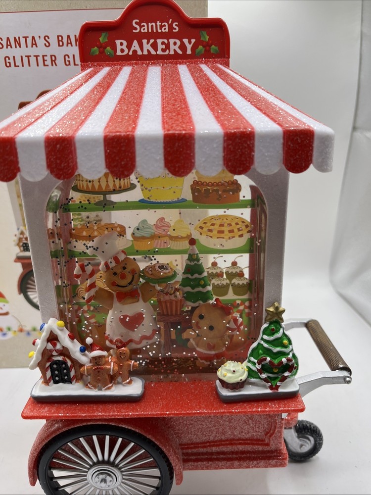 Cracker Barrel Santa’s Bakery Glitter Globe New In Box