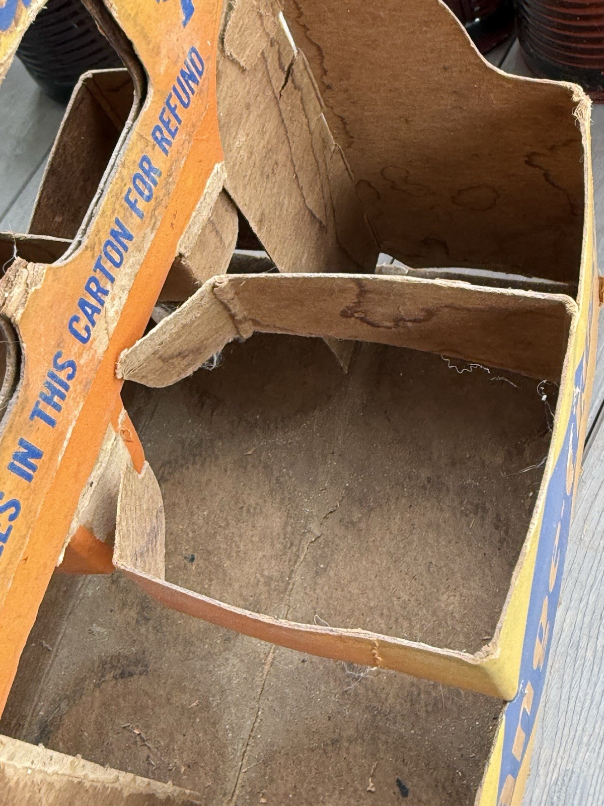 Rare 1940’s Orange Crush Cardboard 6 Pack Handi-Pack W/ Bottles Clinton Iowa