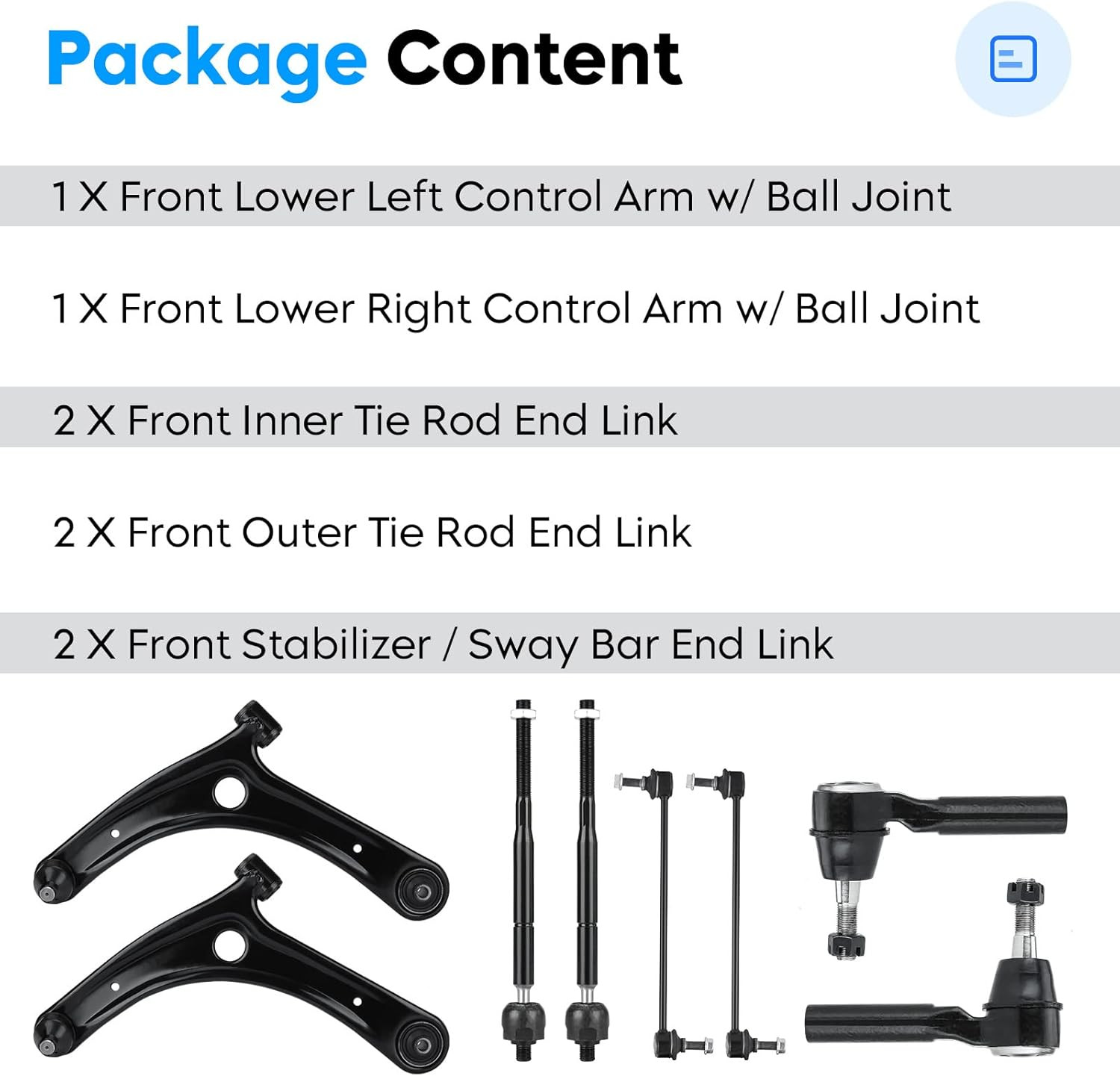 8PCS Front Lower Control Arm W/Ball Joint for 2007-2012 Caliber, 2007-2017 Compa