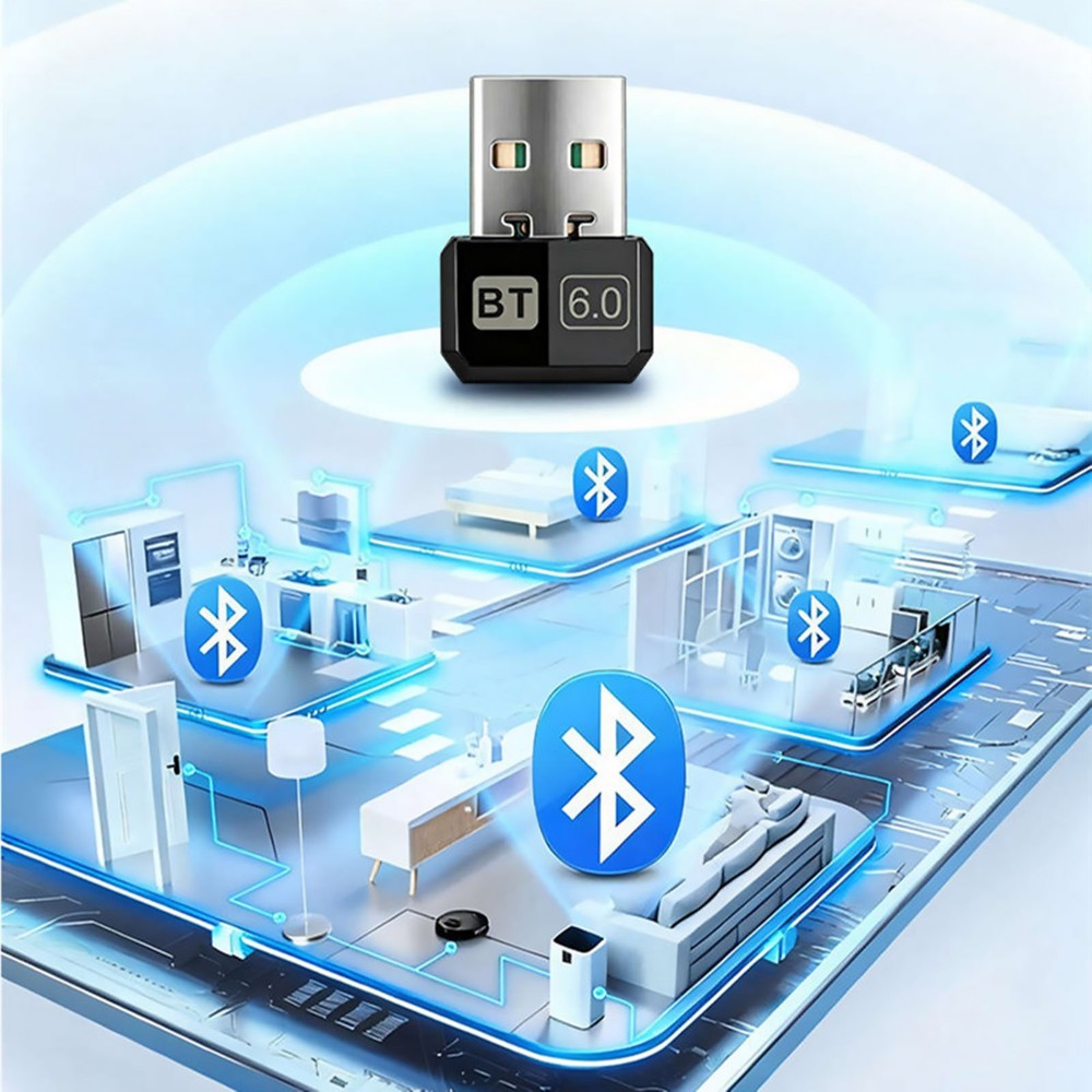Bluetooth 6.0 USB Adapter Dongle Receiver for PC Wireless Mouse Keyboard Gamepad