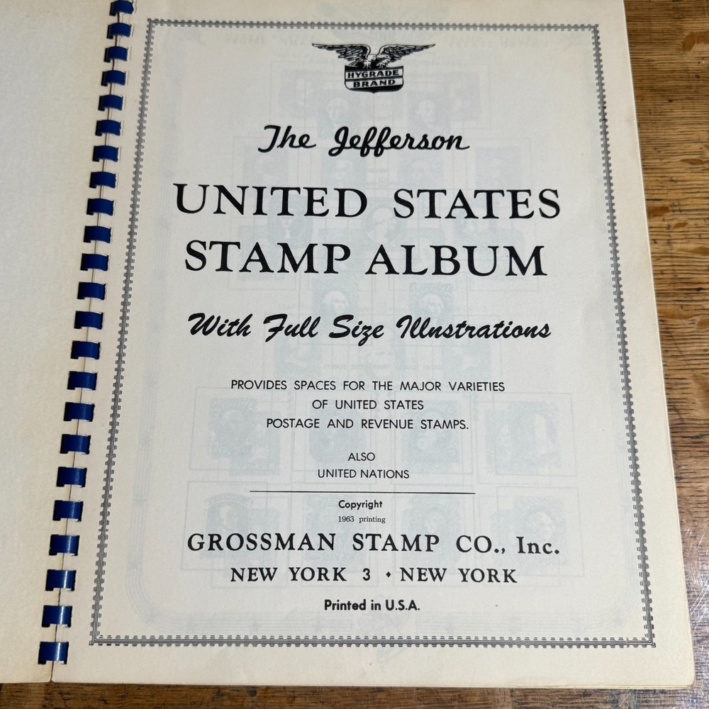 1963 The Jefferson United States Stamp Album Fully Illustrated Empty