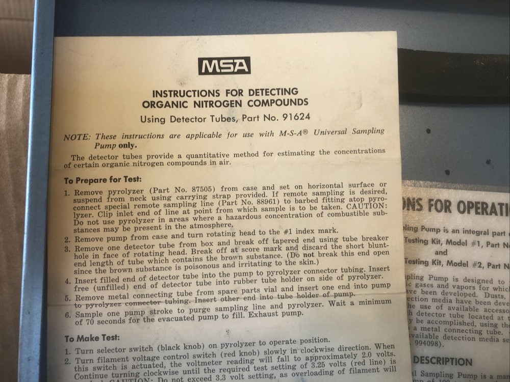MSA Universal Testing Kit No.83500 Mine Safety Appliance Testing Unit