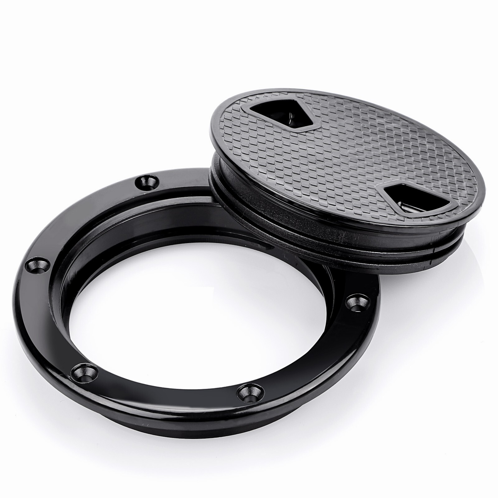 4-Inch Black Round Boat Hatch with Detachable Cover Marine Deck
