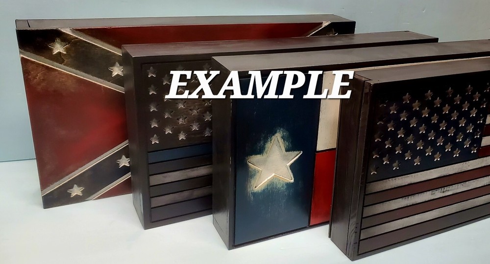 Concealed TX Flag Handgun Cabinet w/ RFID Hidden Lock - Maple