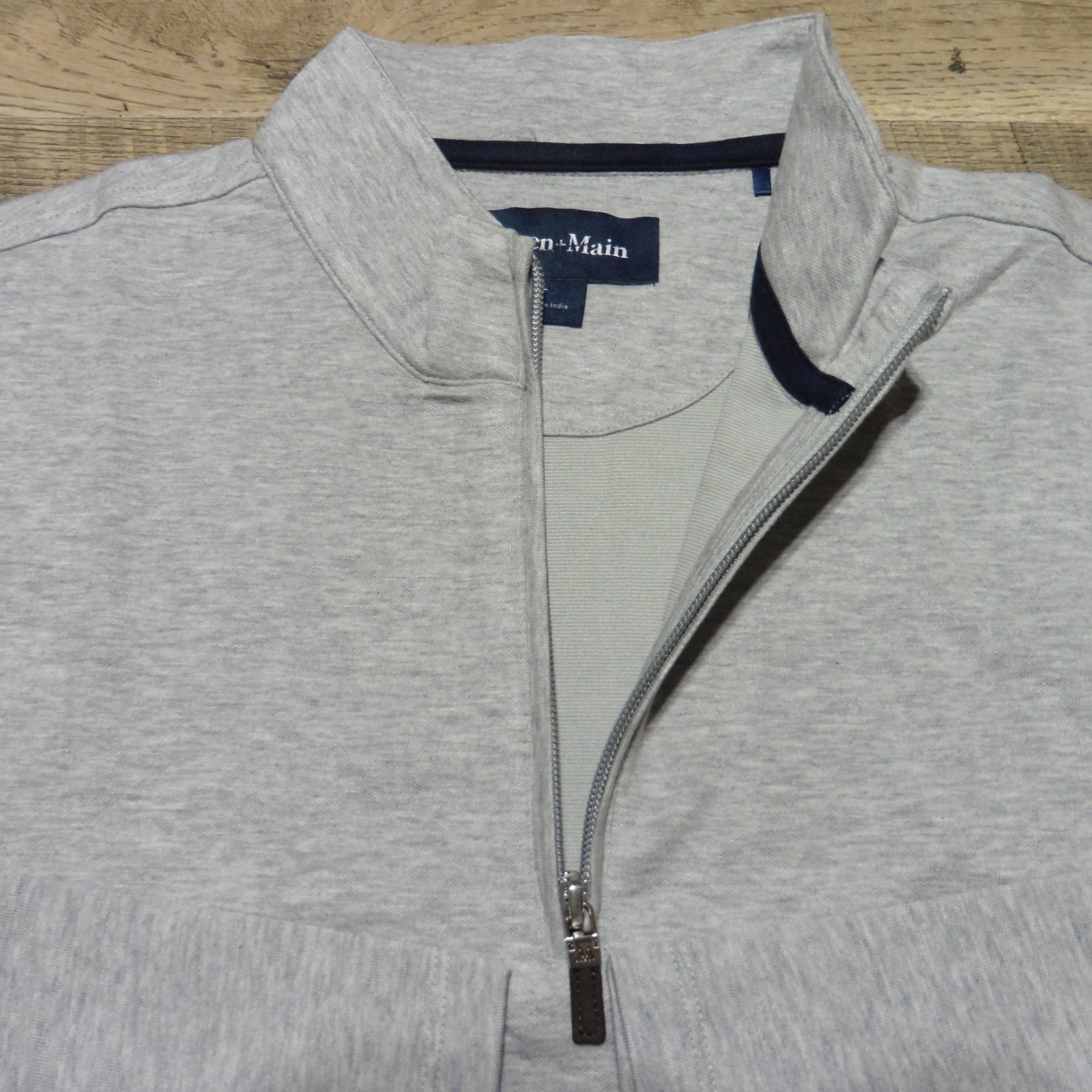 MIZZEN + MAIN Mens L LARGE PULLOVER KPI QUARTER ZIP GREY PERFORMANCE 1/4