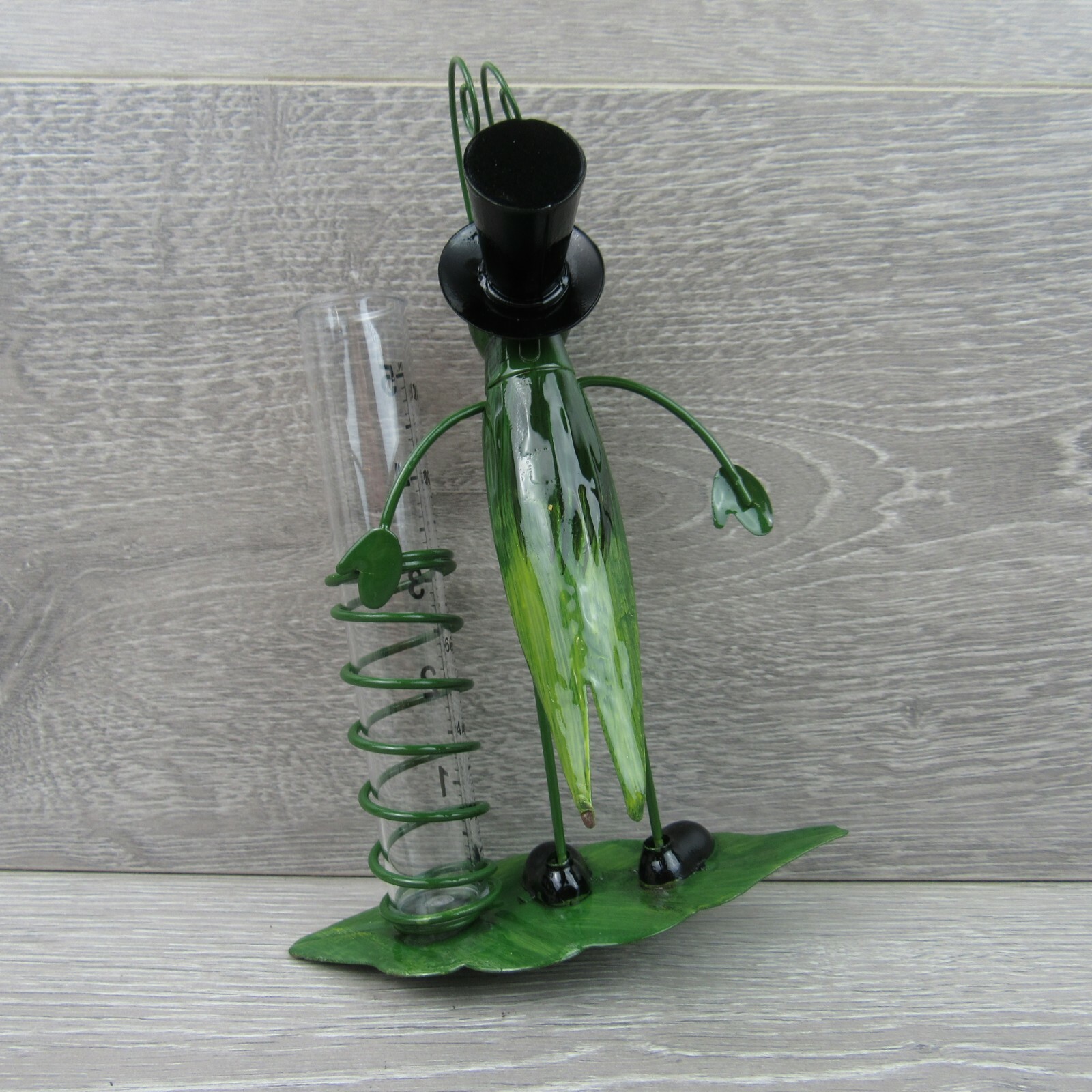 Rain Gauge Garden Metal Stake Decorative Grasshopper Outdoor Yard Decor