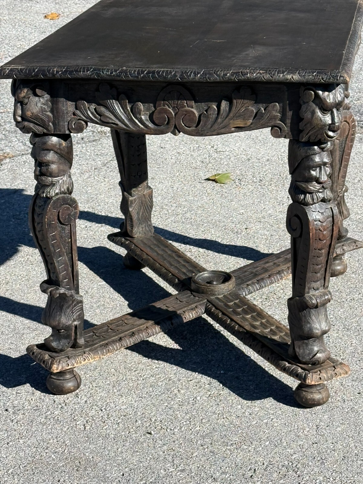 Antique 1800s carved black forest baroque Rennaissance table Carved Victorian