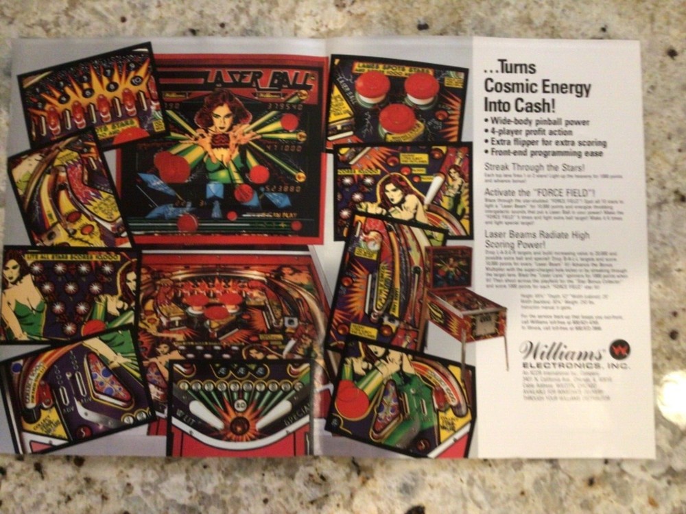 WILLIAMS LAZER BALL Pinball FLYER