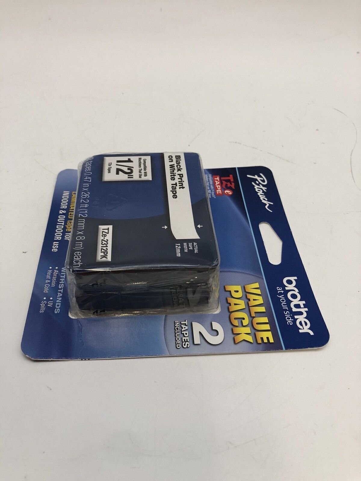 2 Pack Brother Genuine P-Touch, TZe-231 Tape TZE2312PK Black Print White Tape US