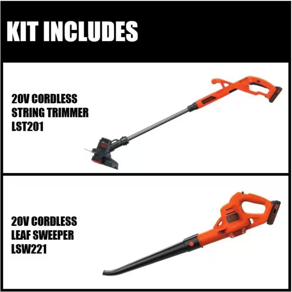 20V MAX Cordless Battery Powered String Trimmer & Leaf Blower Combo Kit with (2)