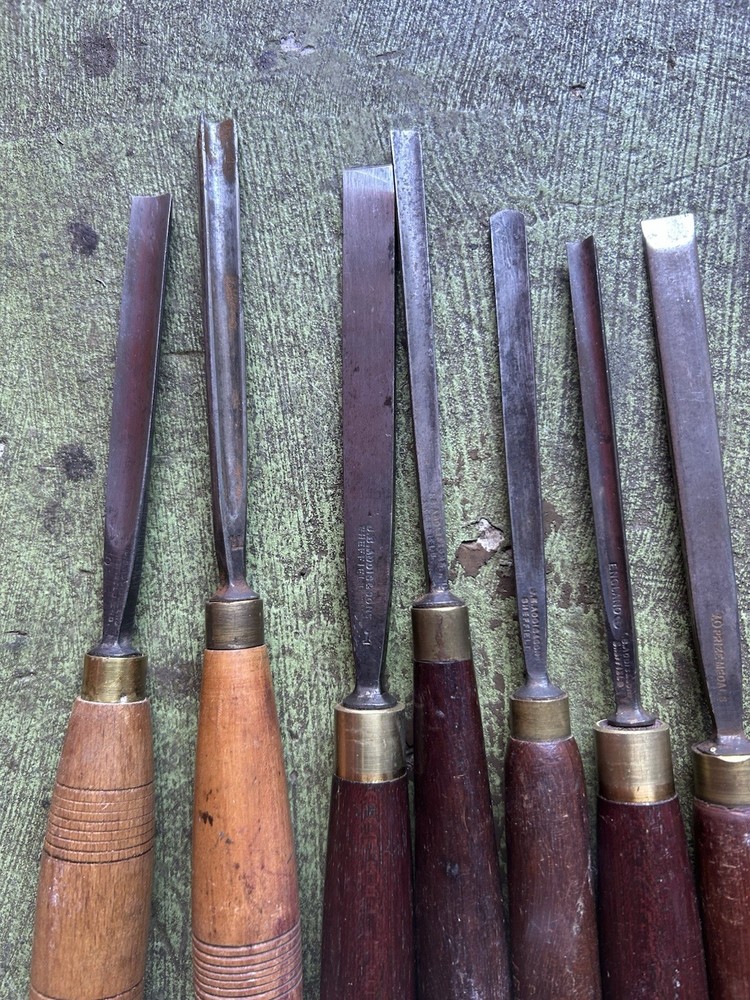 Set Of 10vintage Wood Carving Chisels Gouges Woodworking Old Tool