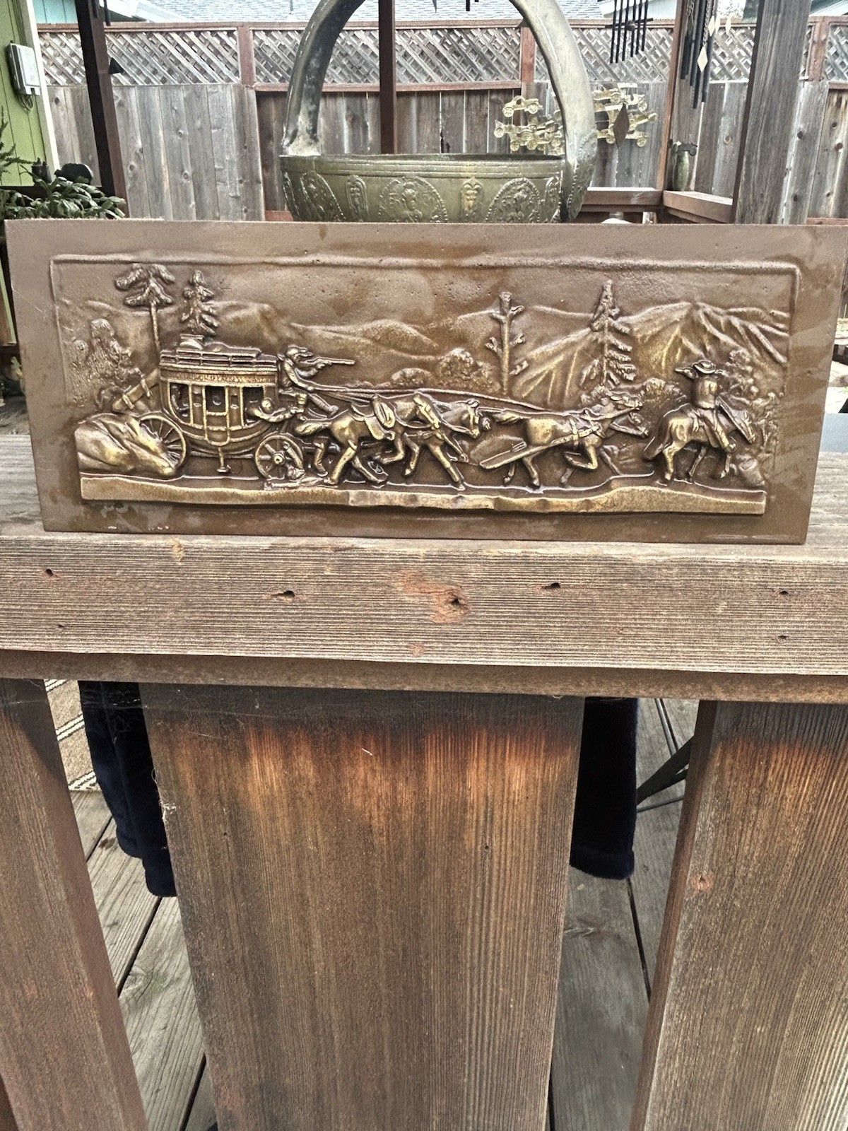 Solid Bronze Wells Fargo In Line Of Duty Bronze Plaque 12 3/4 X 5 Inches