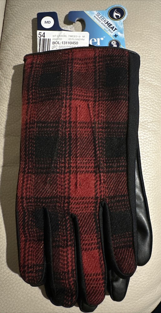 Isotoner Men’s Gloves Black/Red Medium