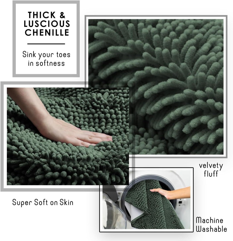 Bathroom Rug Set 2 Pcs, Chenille Bath Mat Set