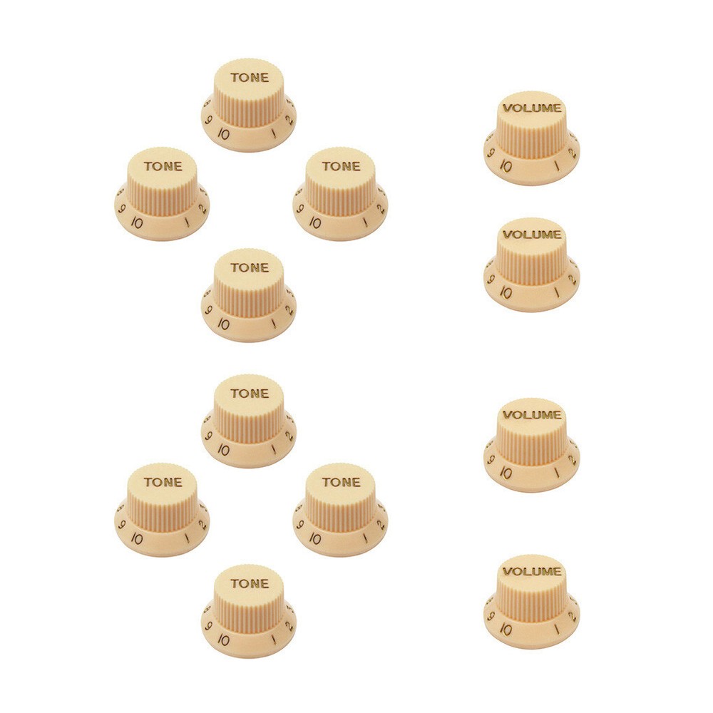 12PCS Yellow 8T4V Tone Volume Knobs Speed Control Knob Button for ST Guitar