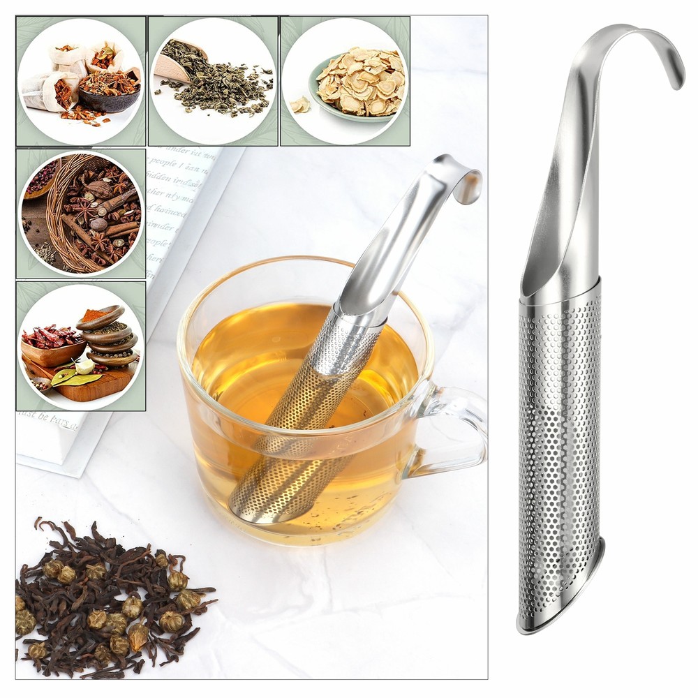 1/2x Tea Filter Pipe Shape Loose Leaf Diffuser Tea Strainer Steel Infuser Office