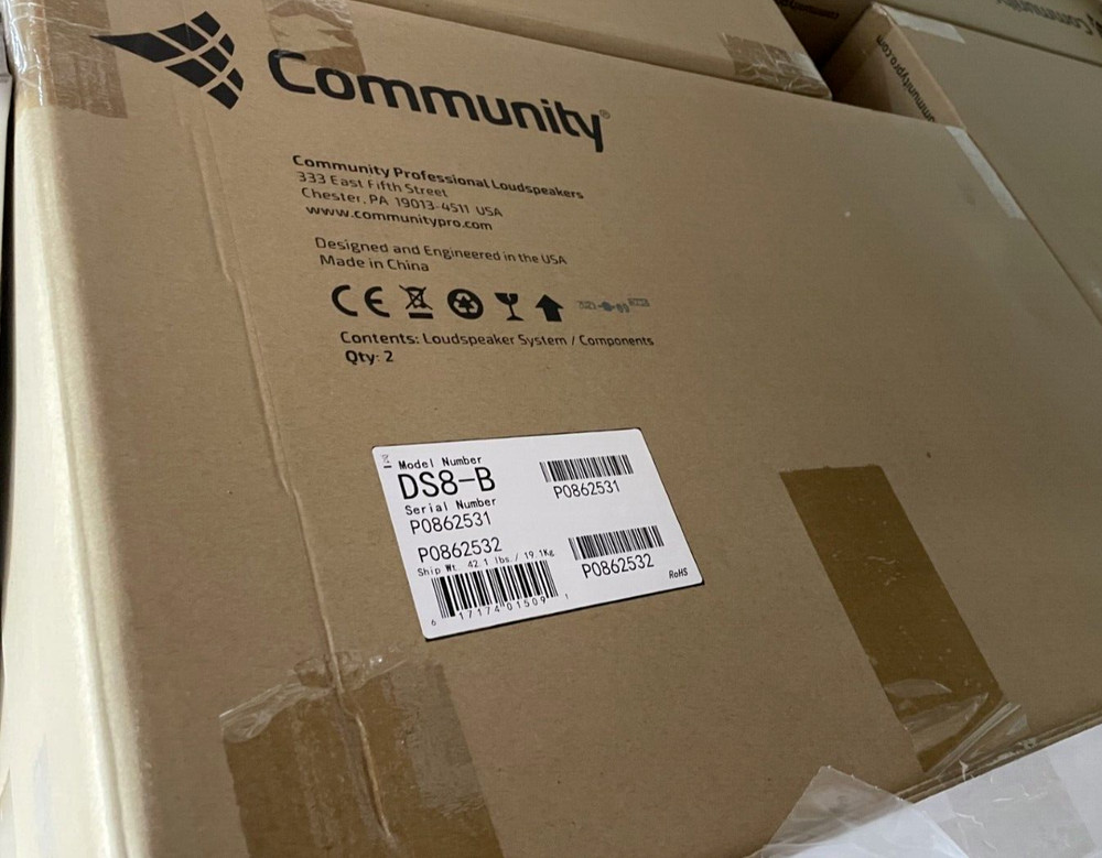 Community/Biamp DS8 (Black) 8" Full-Range Compact Surface Mount Loudspeaker PAIR