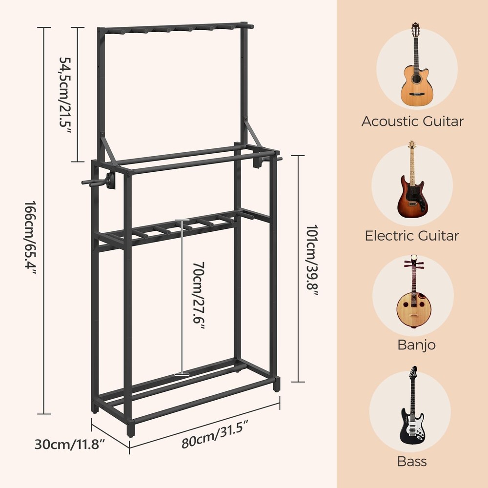 Guitar Stand, Multiple Guitar Rack Holder for Various Instruments, MultiInstr...