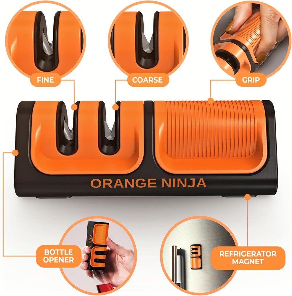 Orange Ninja Versatile Sharpening Bundle – All-In-1 Sharpener for Lawn Mower Bla