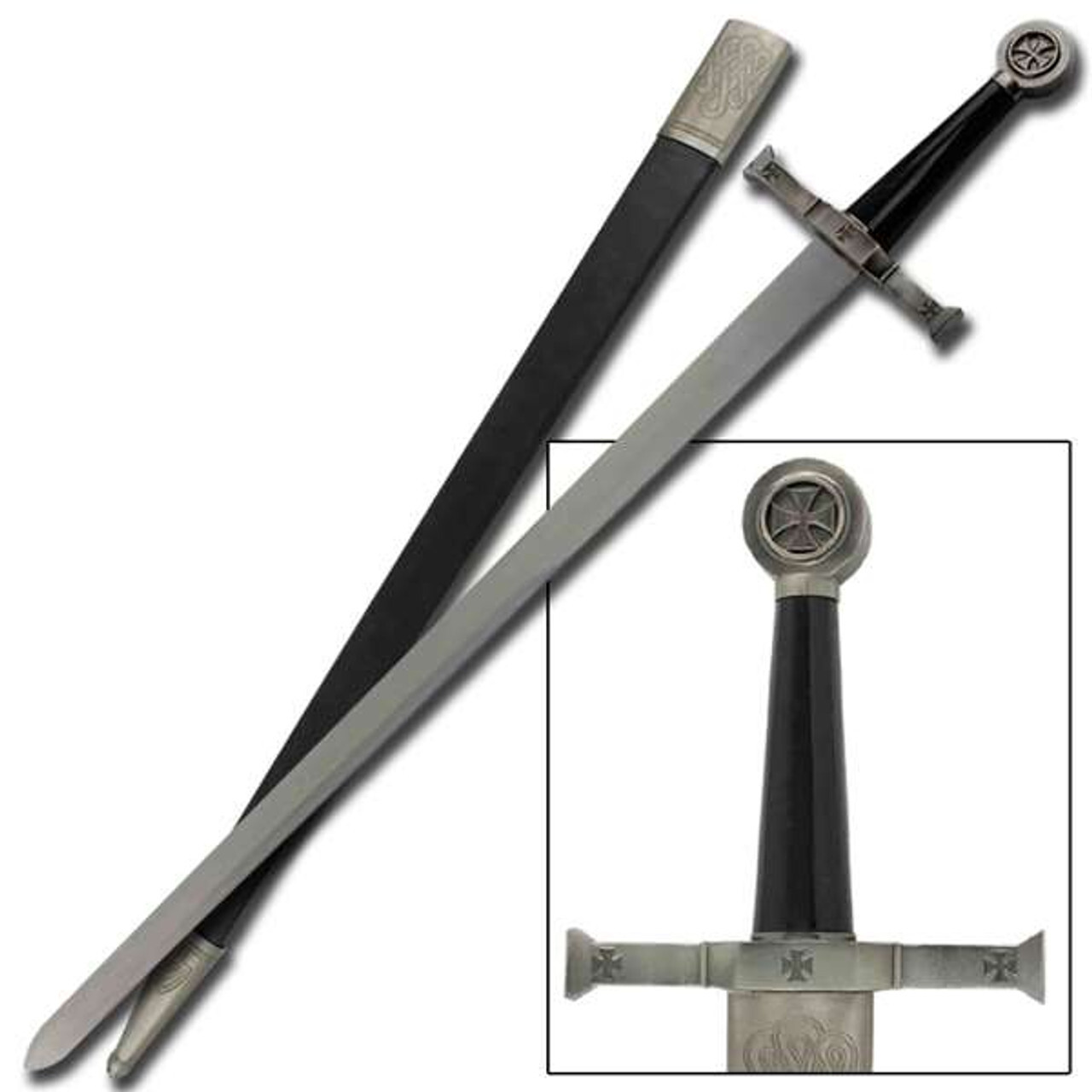 Medieval Crusader Knight Replica Longsword with Scabbard 440 Stainless Steel