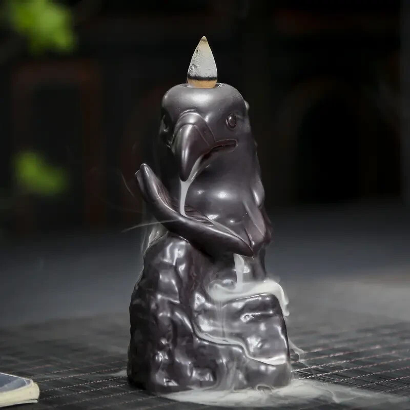 Eagle Head Backflow Cone Incense Burner holder waterfall ceramic reverse